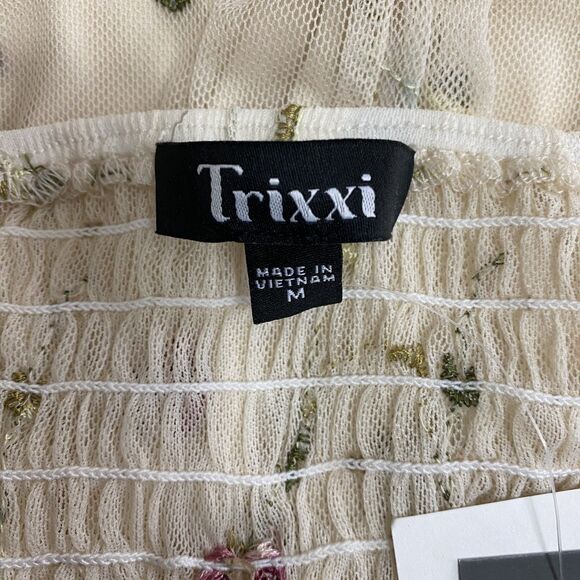 Trixxi Floral Lace Dress Beige Spaghetti Strap Size M - Picture 8 of 14